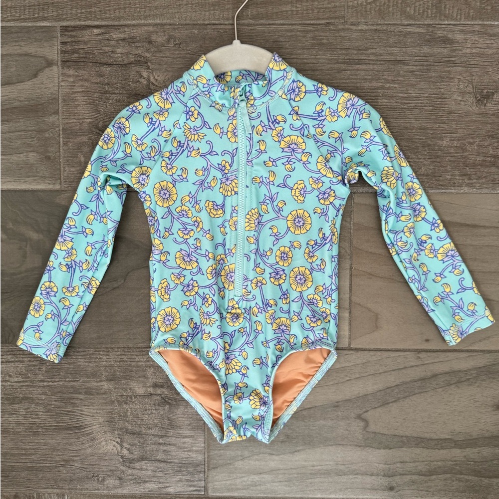 J. Crew Factory Kids Floral Rashguard - Blue and Yellow